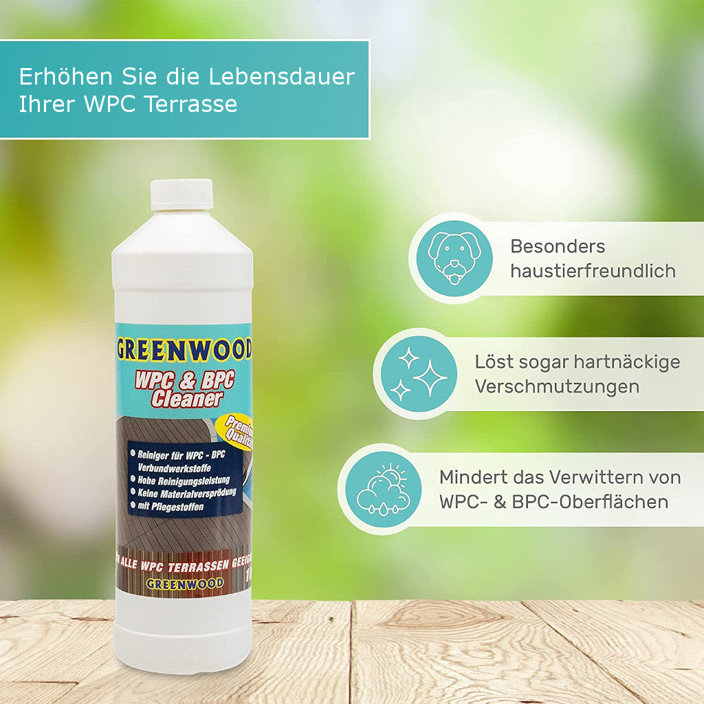 Nettoyant pour terrasse WPC 1 l avec substances d'entretien super concentrées
